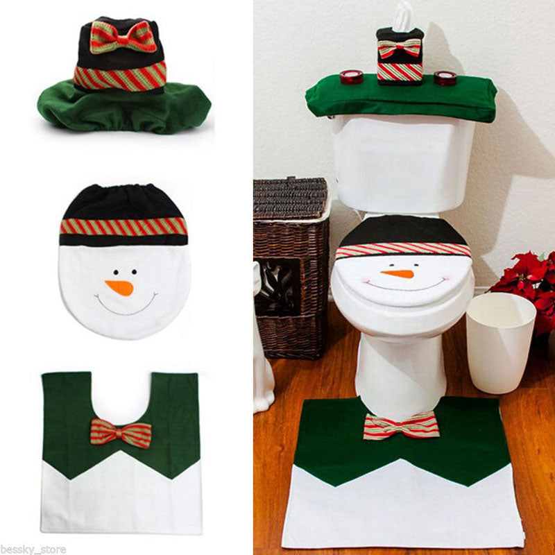 Eco-friendly Toilet Seat Cover and Rug Christmas Bathroom Set
