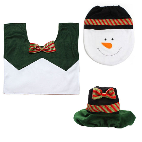 Eco-friendly Toilet Seat Cover and Rug Christmas Bathroom Set