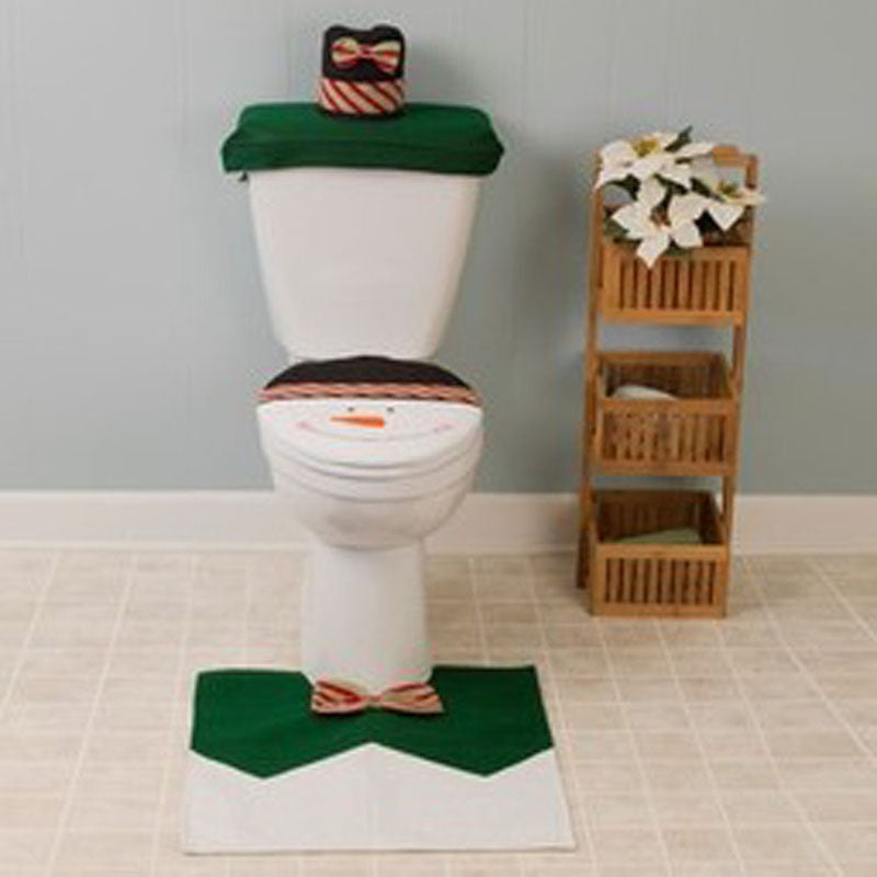 Eco-friendly Toilet Seat Cover and Rug Christmas Bathroom Set