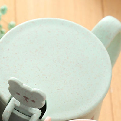 Cute Eco-friendly Animal Pattern Mugs with Handgrip, Lid, and Stirrer